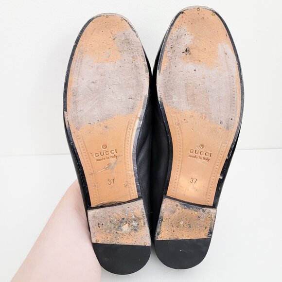 Gucci Brixton Horsebit Leather Loafers in Black Leather 37 7 - Picture 9 of 10